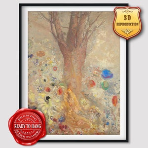 Odilon Redon &quot;The Buddha&quot; Giclee Print: Texture Gel Reproduction, Framed Canvas Art