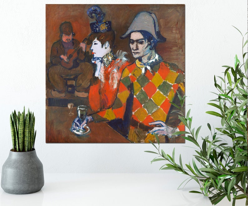 Pablo Picasso At the Lapin Agile Giclee Print Reproduction Painting Large Size Canvas Paper Wall Art Poster Ready to Hang Framed Print image 3