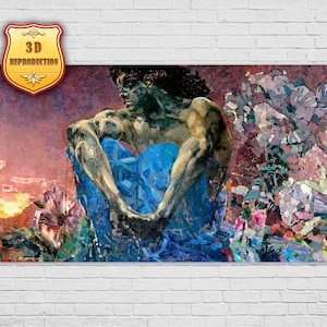 Mikhail Vrubel The Demon Seated Giclee Print Reproduction Painting Large Size Canvas Paper Wall Art Poster Ready to Hang Framed Print
