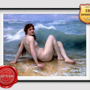William-Adolphe Bouguereau The Wave Giclee Print Reproduction Painting Large Size Canvas Paper Wall Art Poster Ready to Hang Framed Print