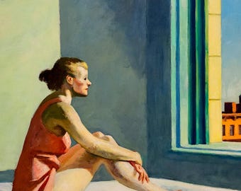 Edward Hopper Morning Sun Giclee Print Textured Gel Reproduction Painting (Framed)