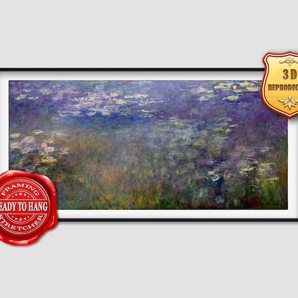 Claude Monet Water Lilies Agapanthus Giclee Print Reproduction Painting Large Size Canvas Paper Wall Art Poster Ready to Hang Framed Print