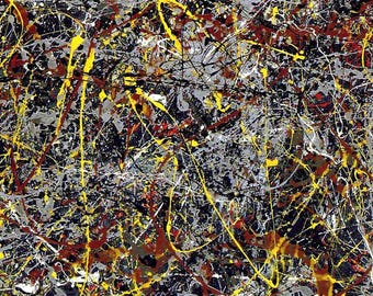 Jackson Pollock No 5 Giclee Print Texture Gel Reproduction Painting Large Size Canvas Paper Wall Art Poster Ready to Hang Framed Print