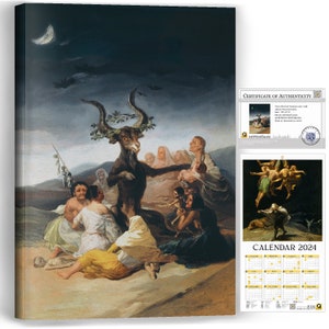 Francisco de Goya y Lucientes Heksensabbat 57x37x3cm Kalender2024 38x20cm Klaar om op te hangen Giclee Print Reproductie Schilderij Groot Canvas