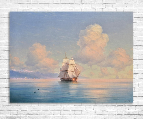 Aivazovsky Ship off Coast Giclée Print, Framed Canvas or Paper