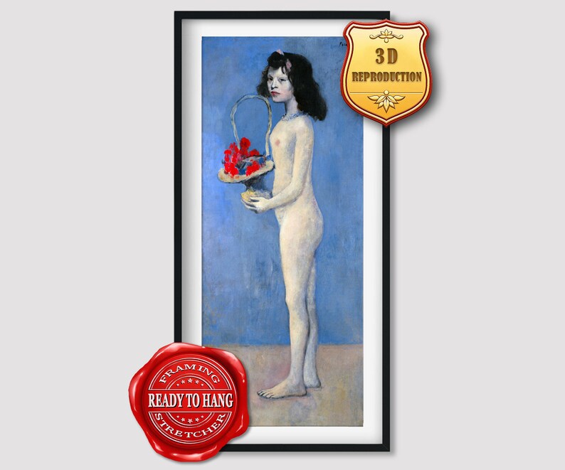 Pablo Picasso Young Girl with a Flower Basket Giclee Print Reproduction Painting Large Size Canvas Paper Wall Art Poster print Ready to Hang