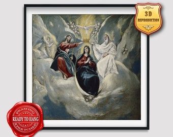 El Greco The Coronation of the Virgin Giclee Print Reproduction Painting Large Size Canvas Paper Wall Art Poster Ready to Hang Framed Print