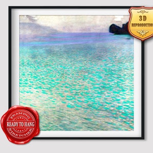 Gustav Klimt Lake Attersee Giclee Print Texture Gel Reproduction Painting Large Size Canvas Paper Wall Art Poster Ready to Hang Framed Print