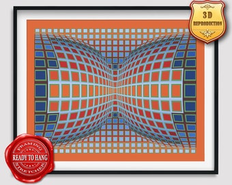 Victor Vasarely Papillon Giclee Print Texture Gel Reproduction Painting Large Size Canvas Paper Wall Art Poster Ready to Hang Framed Print