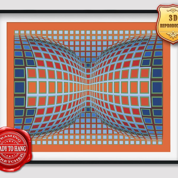 Victor Vasarely Papillon Giclee Print Texture Gel Reproduction Painting Large Size Canvas Paper Wall Art Poster Ready to Hang Framed Print