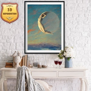 Albert Louis Aublet Selene New Moon Giclee Print Reproduction Painting Large Size Canvas Paper Wall Art Poster Ready to Hang Framed Print