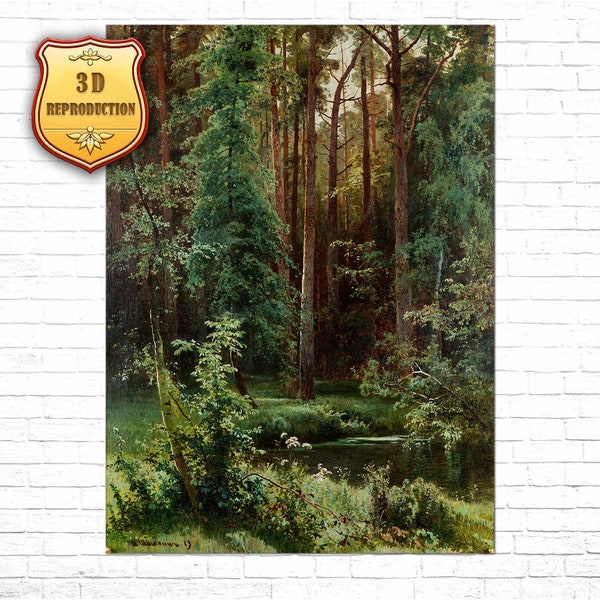 Ivan Shishkin Woodland Giclee Print Texture Gel Reproduction Painting Large Size Canvas Paper Wall Art Poster Ready to Hang Framed Print