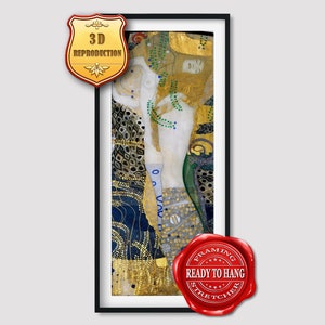 Gustav Klimt Water Serpents Giclee Print Reproduction Painting Large Size Canvas Paper Wall Art Poster print Ready to Hang Framed Print
