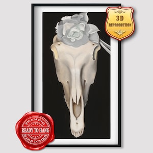 Georgia O'Keeffe Horse's Skull with White Rose Giclee Print Reproduction Painting Large Size Canvas Paper Wall Art Poster Ready to Hang