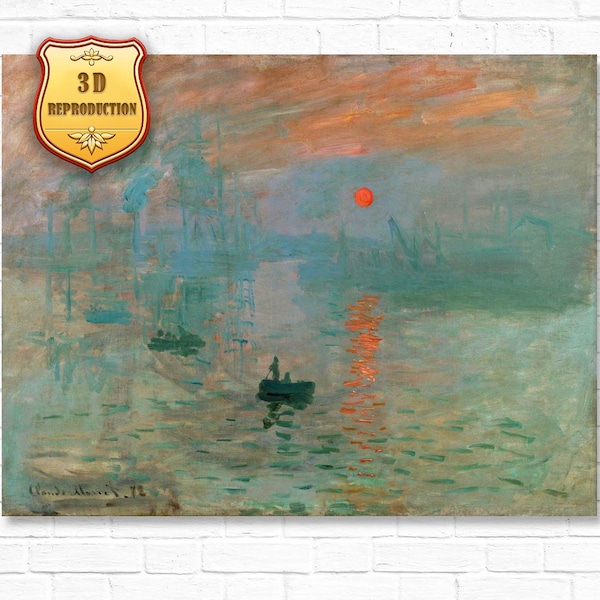 Claude Monet Impression Sunrise Giclee Print Reproduction Painting Large Size Canvas Paper Wall Art Poster Ready to Hang Framed Print