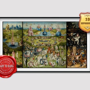 Hieronymus Bosch Garden of Earthly Delights Giclee Print Reproduction Painting Large Size Canvas Paper Wall Art Framed Poster Ready to Hang