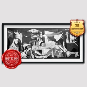 Pablo Picasso Guernica Giclee Print Texture Gel Reproduction Painting Large Size Canvas Paper Wall Art Poster Ready to Hang Framed Print