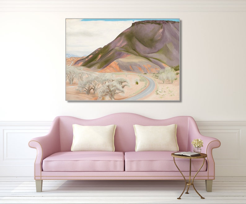 Georgia O'Keeffe Mesa and Road East Giclee Print Reproduction Painting Large Size Canvas Paper Wall Art Poster Ready to Hang Framed Print image 3
