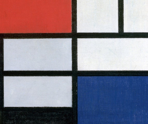 Piet Mondrian Composition Red Yellow Blue And Black Giclee Print Reproduction Painting Large Size Canvas Paper Wall Art Poster Ready To Hang