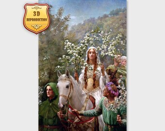 John Collier Queen Guinevere's Maying Giclee Print Reproduction Painting Large Size Canvas Paper Wall Art Poster Ready to Hang Framed Print