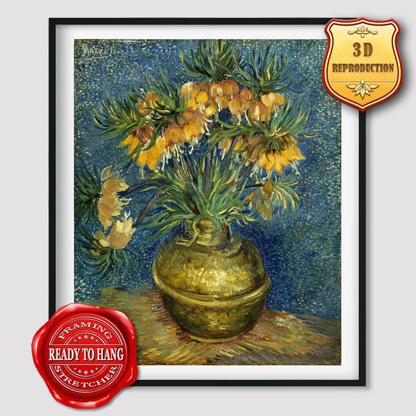 Vincent van Gogh Imperial Fritillaries in a Copper Vase Giclee Print Reproduction Painting Large Size Canvas Paper Wall Art Framed Poster