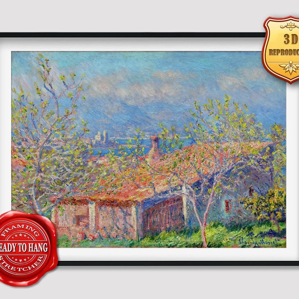 Claude Monet Gardener's House at Antibes Giclee Print Reproduction Painting Large Size Canvas Paper Wall Art Framed Poster Ready to Hang