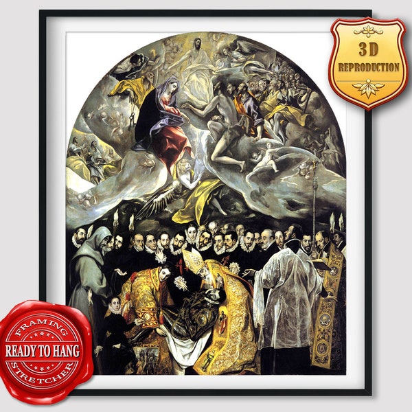 El Greco Burial of the Count of Orgaz Giclee Print Reproduction Painting Large Size Canvas Paper Wall Art Poster Ready to Hang Framed Print