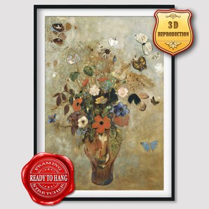 Odilon Redon Still Life with Flowers Giclee Print Reproduction Painting Large Size Canvas Paper Wall Art Poster Ready to Hang Framed Print