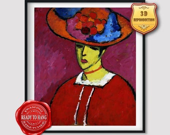 Alexej von Jawlensky Schokko with Wide brimmed Hat Giclee Print Reproduction Painting Large Size Canvas Paper Wall Art Poster Ready to Hang