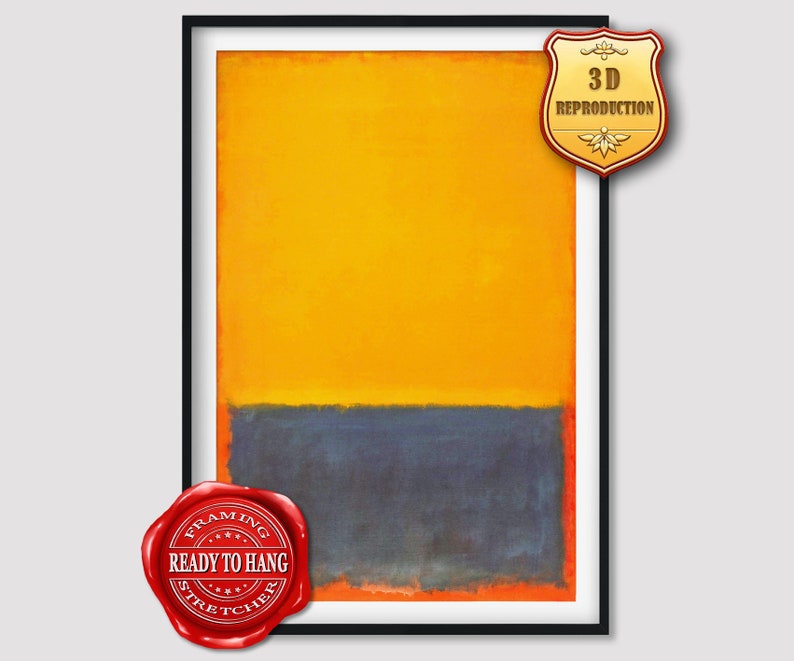 Mark Rothko Yellow Blue Orange Giclee Print Reproduction Painting Large Size Canvas Paper Wall Art Poster Ready to Hang Framed Print image 1