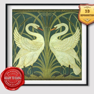 Walter Crane Swan Rush and Iris Giclee Print Reproduction Painting Large Size Canvas Paper Wall Art Poster Ready to Hang Framed Print