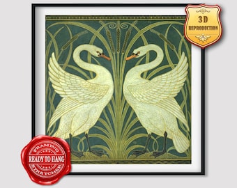 Walter Crane Swan Rush and Iris Giclee Print Reproduction Painting Large Size Canvas Paper Wall Art Poster Ready to Hang Framed Print