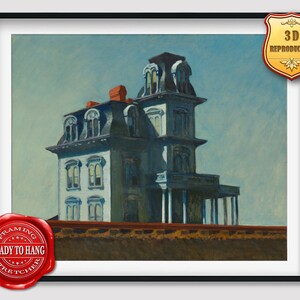 Edward Hopper House by the Railroad Giclee Print Reproduction Painting Large Size Canvas Paper Wall Art Poster Ready to Hang Framed Print
