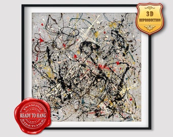 Jackson Pollock Number 18 Giclee Print Texture Gel Reproduction Painting Large Size Canvas Paper Wall Art Poster Ready to Hang Framed Print