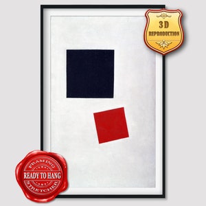 Kazimir Malevich Black Square and Red Square Giclee Print Reproduction Painting Large Size Canvas Paper Wall Art Poster Ready to Hang Frame