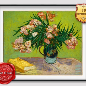 Vincent van Gogh Oleanders Giclee Print Texture Gel Reproduction Painting Large Size Canvas Paper Wall Art Poster Ready to Hang Framed Print