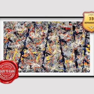 Jackson Pollock Blue Poles Giclee Print Texture Gel Reproduction Painting Large Size Canvas Paper Wall Art Poster Ready to Hang Framed Print