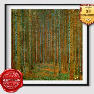 Gustav Klimt Pine Forest II Giclee Print Reproduction Painting Large Size Canvas Paper Wall Art Poster Ready to Hang Framed Print