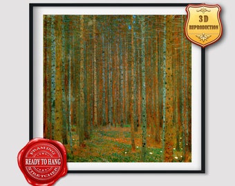 Gustav Klimt Pine Forest II Giclee Print Reproduction Painting Large Size Canvas Paper Wall Art Poster Ready to Hang Framed Print