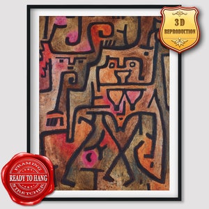 Paul Klee Forest Witches Giclee Print Texture Gel Reproduction Painting Large Size Canvas Paper Wall Art Poster Ready to Hang Framed Print
