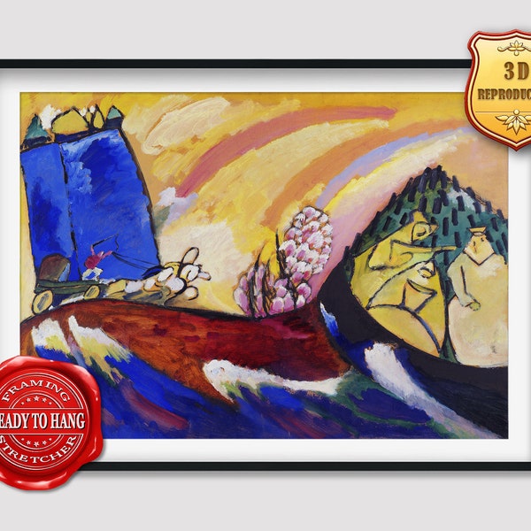 Wassily Kandinsky Painting with Troika Giclee Print Reproduction Painting Large Size Canvas Paper Wall Art Poster Ready to Hang Framed Print