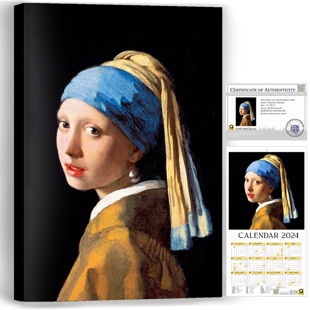 Johannes Vermeer Girl With a Pearl Earring 57x37x3cm Calendar 2024