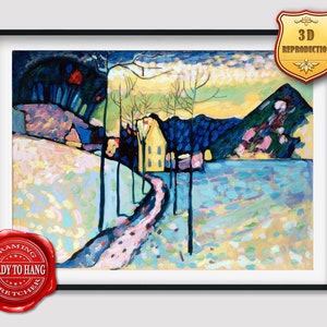 Wassily Kandinsky Winter Landscape Giclee Print Reproduction Painting Large Size Canvas Paper Wall Art Poster Ready to Hang Framed Print