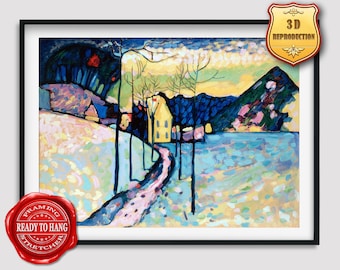 Wassily Kandinsky Winter Landscape Giclee Print Reproduction Painting Large Size Canvas Paper Wall Art Poster Ready to Hang Framed Print