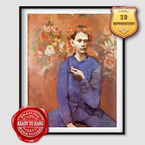 Pablo Picasso Boy with a Pipe Giclee Print Reproduction Painting Large Size Canvas Paper Wall Art Poster Ready to Hang Framed Print