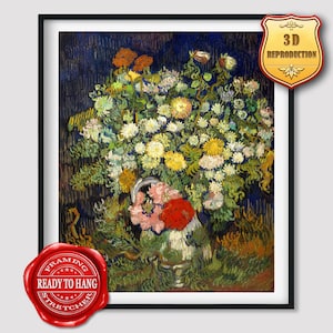 Vincent van Gogh Bouquet of Flowers in a Vase Giclee Print Reproduction Painting Large Size Canvas Paper Wall Art Poster Ready to Hang Frame