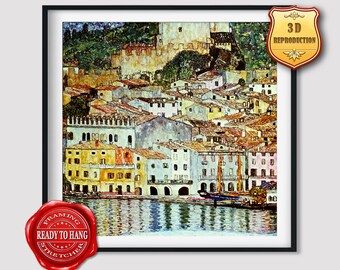 Gustav Klimt Malcesine on Lake Garda Giclee Print Reproduction Painting Large Size Canvas Paper Wall Art Poster Ready to Hang Framed Print