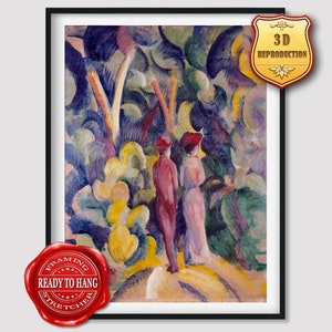 August Macke Couple on the Forest Track Giclee Print Reproduction Painting Large Size Canvas Paper Wall Art Framed Poster Ready to Hang