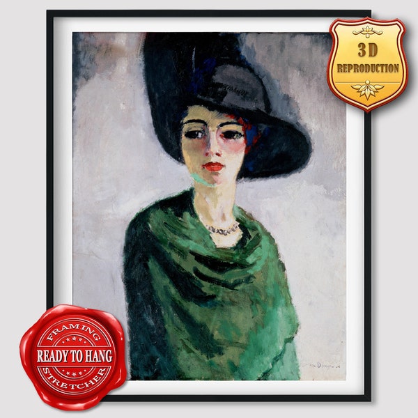 Kees van Dongen Woman in a Black Hat Giclee Print Reproduction Painting Large Size Canvas Paper Wall Art Poster Ready to Hang Framed Print