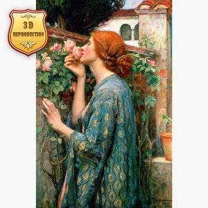 John William Waterhouse The Soul of the Rose Giclee Print Reproduction Painting Large Size Canvas Paper Wall Art Poster Ready to Hang Frame